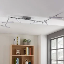 Lindby Arbejdsrum/Kontor|Loftlamper > LED-loftlampe Pilou, 6 lyskilder, dæmpbar, krom