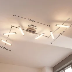Lindby Arbejdsrum/Kontor|Loftlamper > LED-loftlampe Pilou, 6 lyskilder, dæmpbar, krom