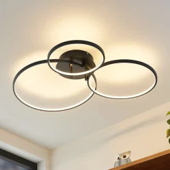 Lindby Gang|Loftlamper > LED-loftlampe Rayk, sort, metal, 77 cm, dæmpbar