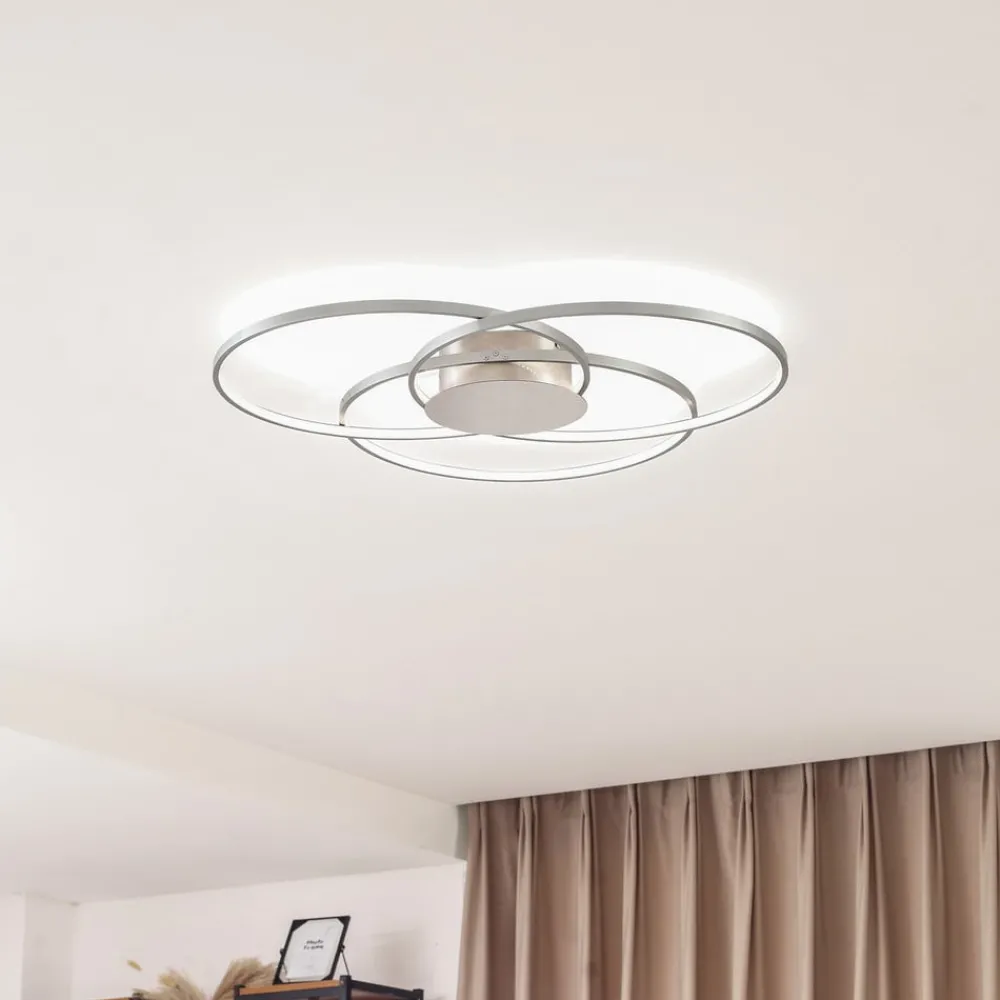Lindby Loftlamper|Loftlamper > LED-loftlampe Riley, aluminiumsfarvet, metal, dæmpbar