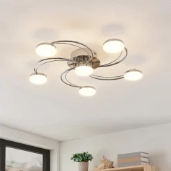 Loftlamper|Loftlamper ^ Lindby LED-loftlampe Rouven, spiralform, 6 lyskilder, grå