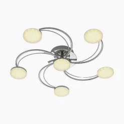 Loftlamper|Loftlamper ^ Lindby LED-loftlampe Rouven, spiralform, 6 lyskilder, grå