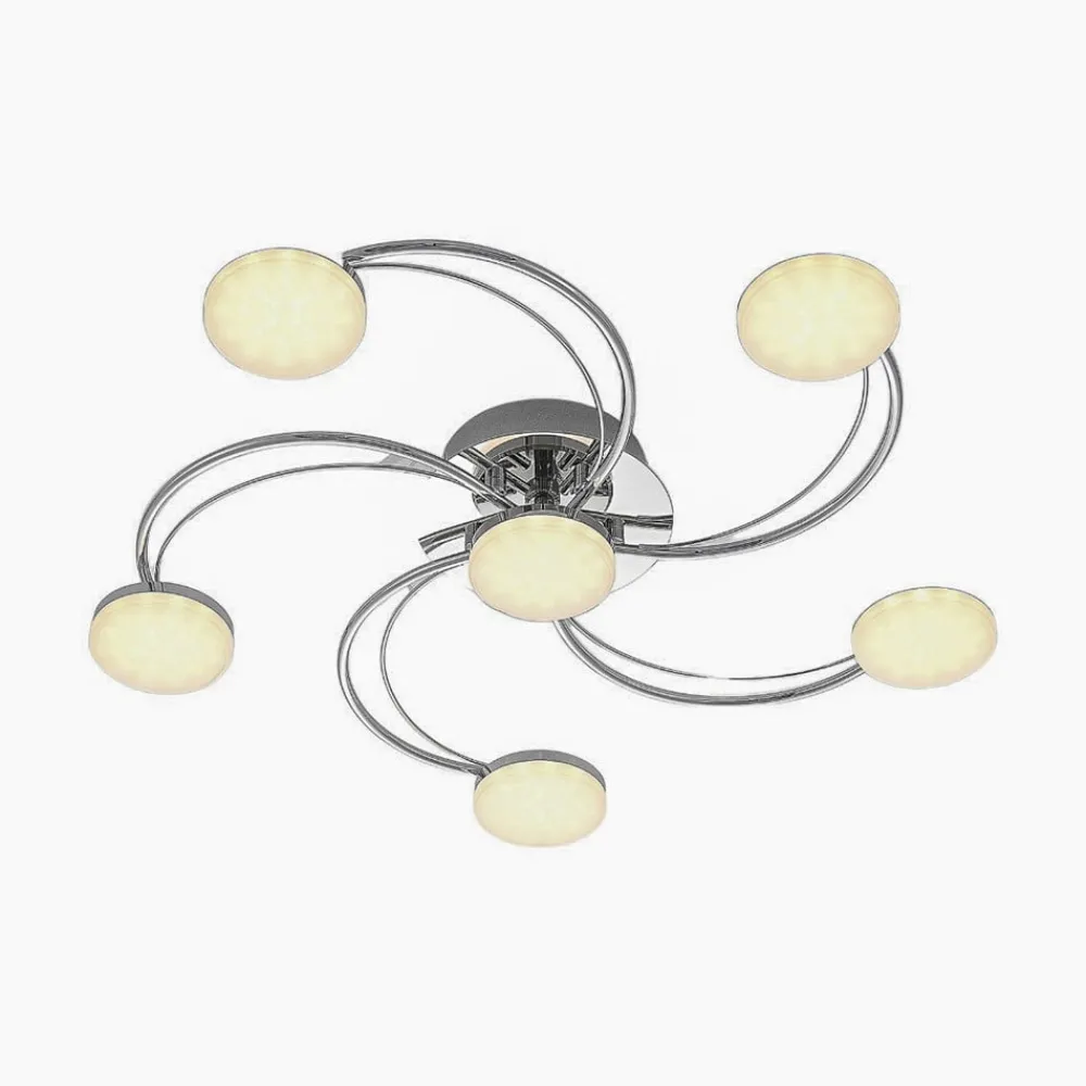 Loftlamper|Loftlamper ^ Lindby LED-loftlampe Rouven, spiralform, 6 lyskilder, grå