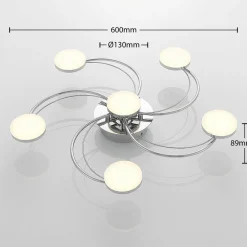 Loftlamper|Loftlamper ^ Lindby LED-loftlampe Rouven, spiralform, 6 lyskilder, grå