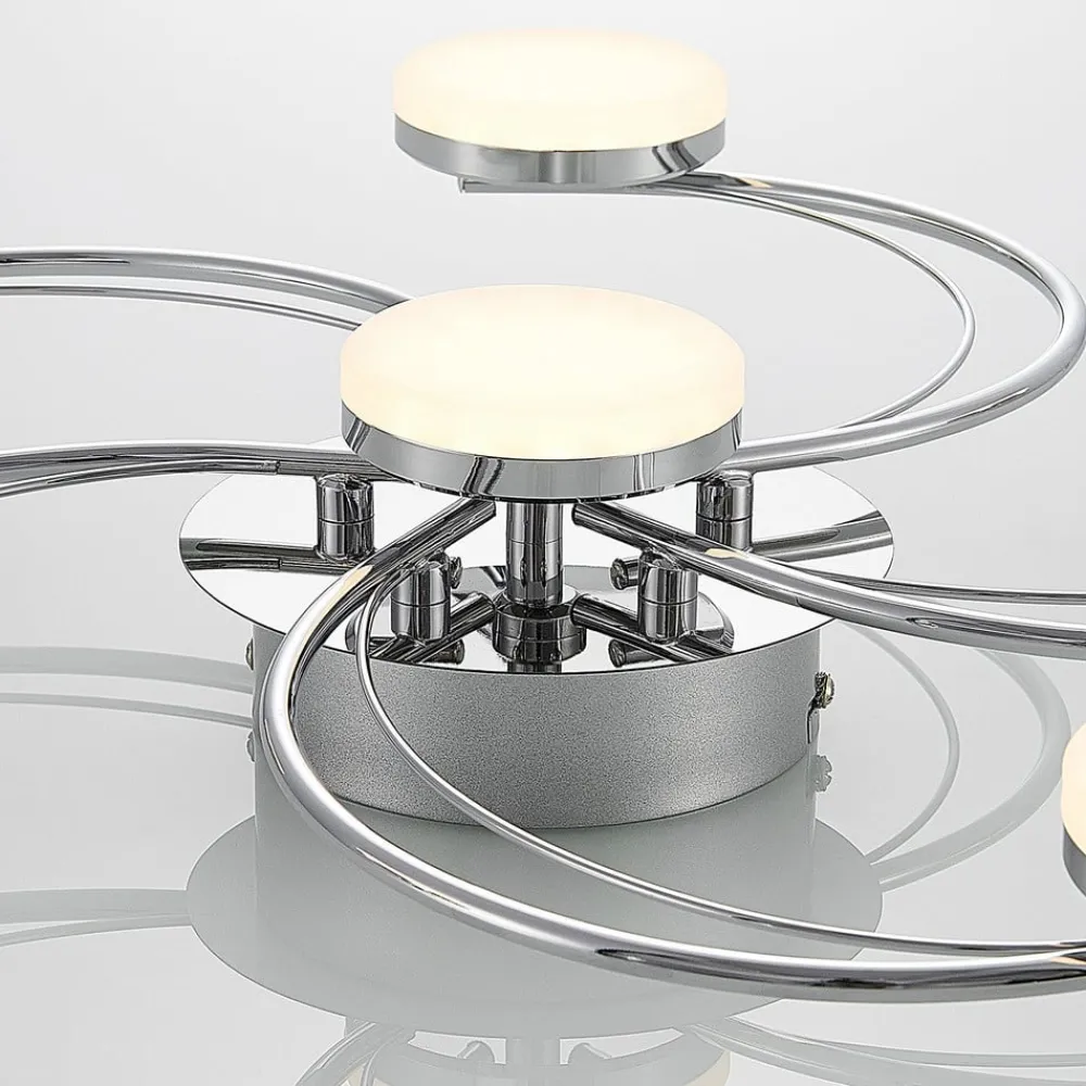 Loftlamper|Loftlamper ^ Lindby LED-loftlampe Rouven, spiralform, 6 lyskilder, grå