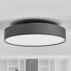 Loftlamper ^ Lindby LED-loftlampe Saira, Ø 40 cm, grå, tekstil