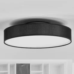 Lindby Loftlamper > LED-loftlampe Saira, Ø 40 cm, sort, tekstil
