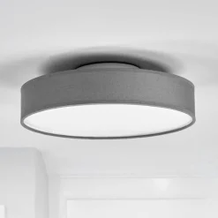 Gang|Loftlamper ^ Lindby LED-loftlampe Saira, Ø 30 cm, grå, tekstil