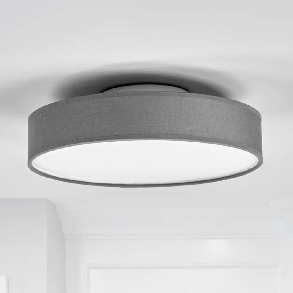 Gang|Loftlamper ^ Lindby LED-loftlampe Saira, Ø 30 cm, grå, tekstil