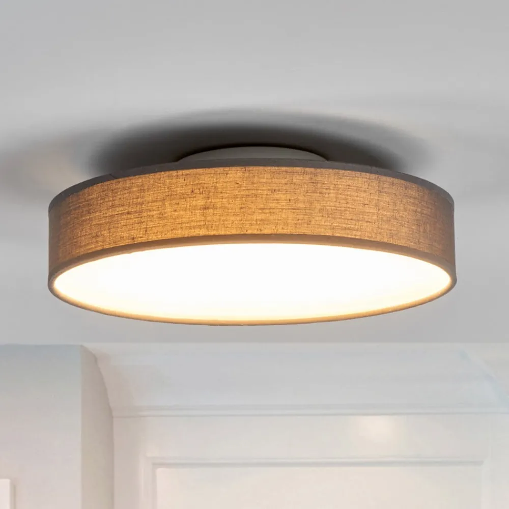 Gang|Loftlamper ^ Lindby LED-loftlampe Saira, Ø 30 cm, grå, tekstil