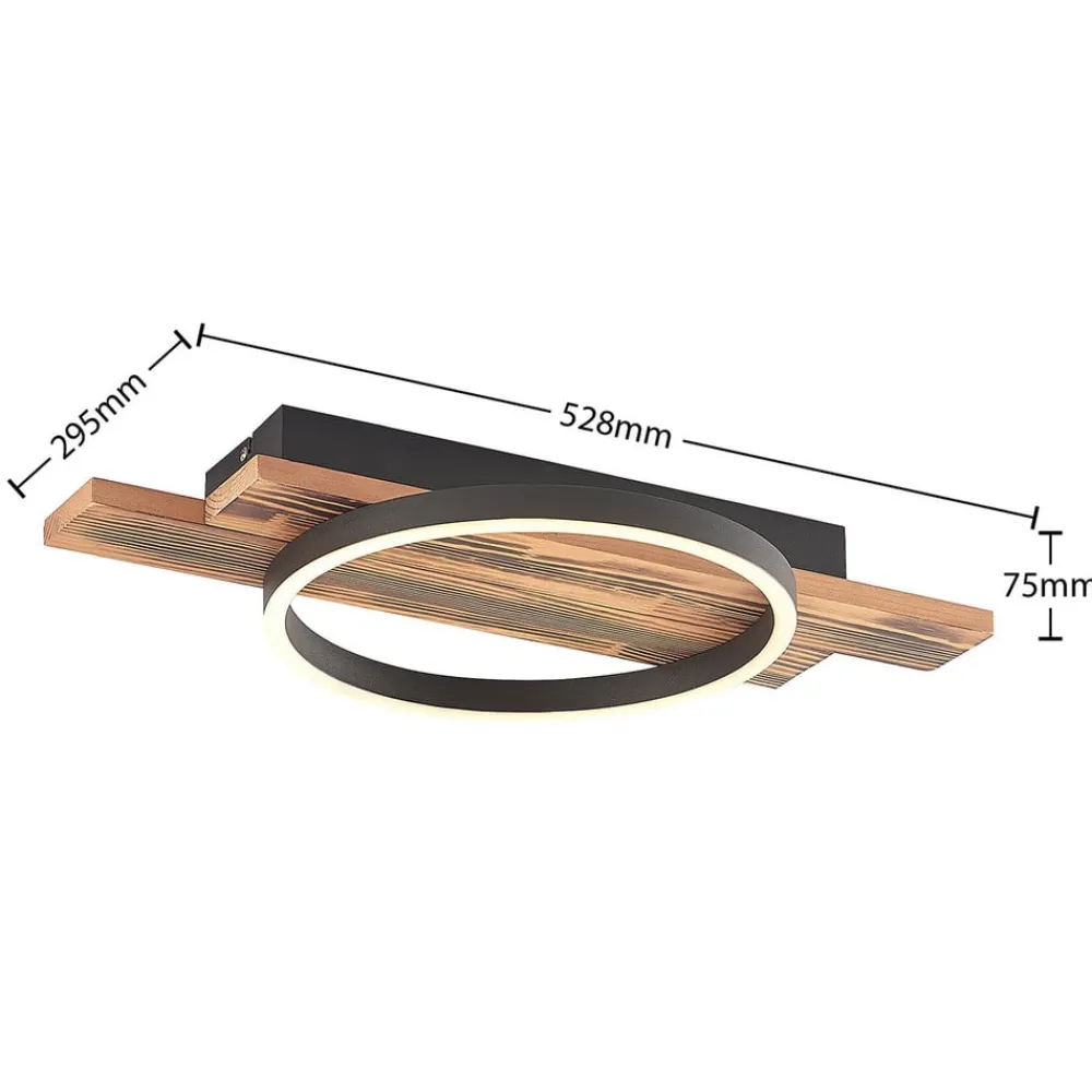 Loftlamper|Loftlamper ^ Lindby LED-loftlampe Sentoa, træ, 52,8 cm lang, 3.000 K