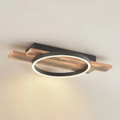 Loftlamper|Loftlamper ^ Lindby LED-loftlampe Sentoa, træ, 52,8 cm lang, 3.000 K