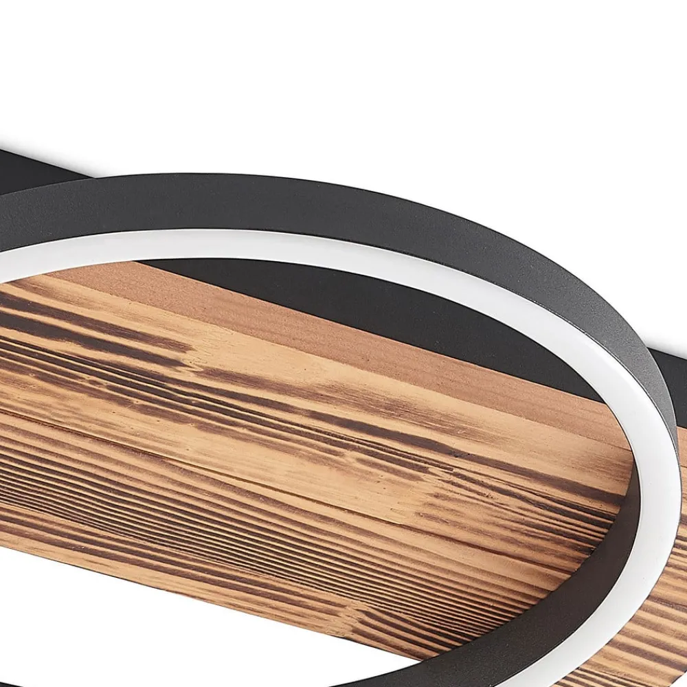 Loftlamper|Loftlamper ^ Lindby LED-loftlampe Sentoa, træ, 52,8 cm lang, 3.000 K
