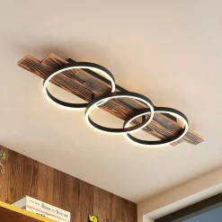 Lindby Gang|Loftlamper > LED-loftlampe Sentoa, træ, 100 cm lang, 3.000 K