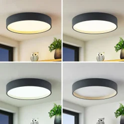 Lindby Gang|Loftlamper > LED-loftlampe Todor, 50 cm, antracit, CCT, træ