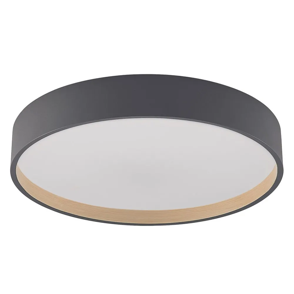Lindby Gang|Loftlamper > LED-loftlampe Todor, 50 cm, antracit, CCT, træ