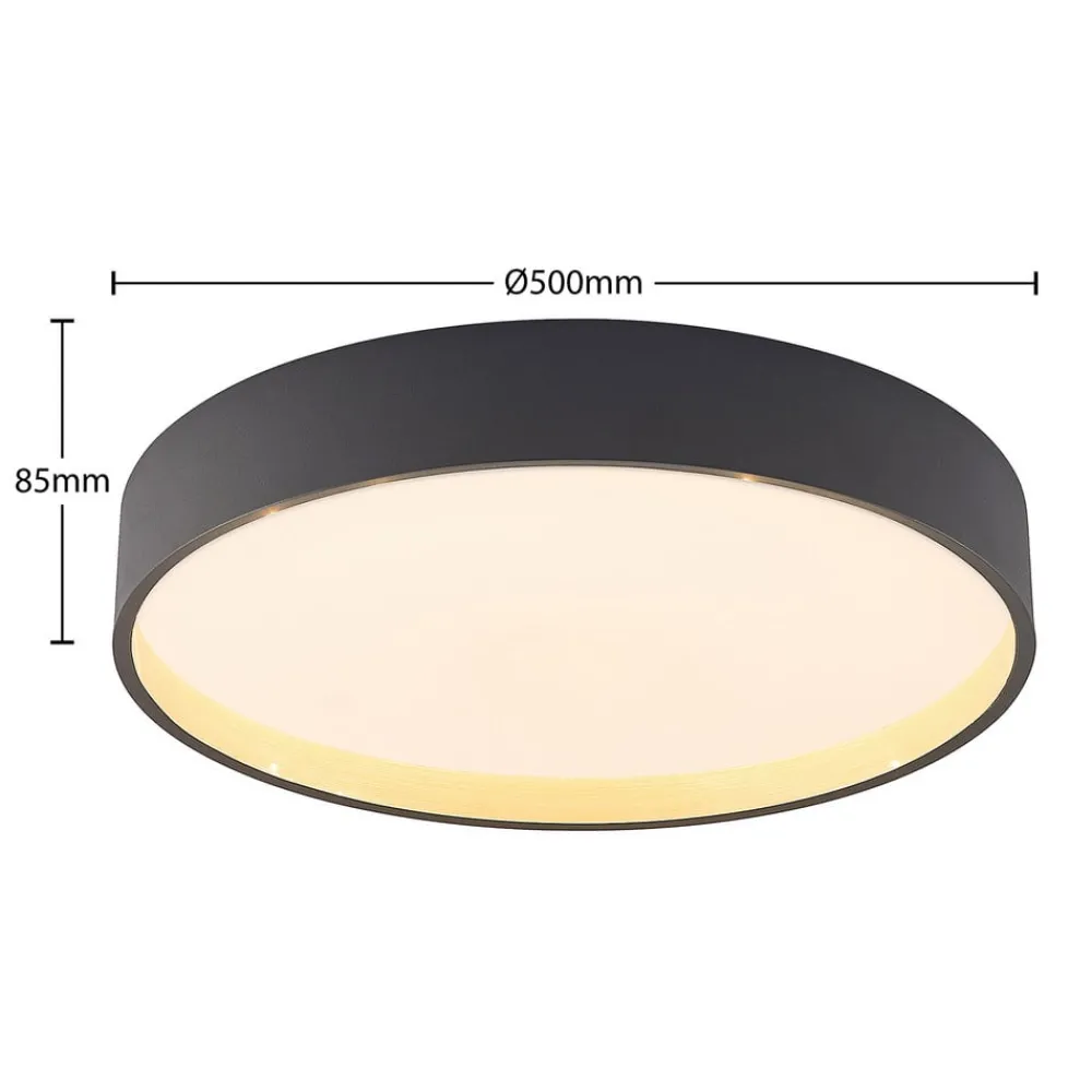 Lindby Gang|Loftlamper > LED-loftlampe Todor, 50 cm, antracit, CCT, træ