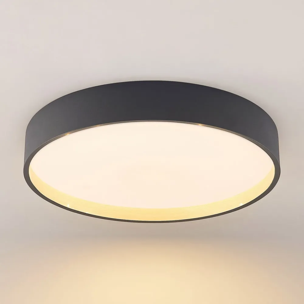 Lindby Gang|Loftlamper > LED-loftlampe Todor, 50 cm, antracit, CCT, træ