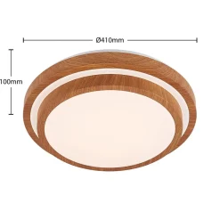 Lindby Arbejdsrum/Kontor|Pendellamper > LED-loftlampe Vaako, Ø 41 cm, metal, trælook