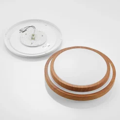 Lindby Arbejdsrum/Kontor|Pendellamper > LED-loftlampe Vaako, Ø 41 cm, metal, trælook