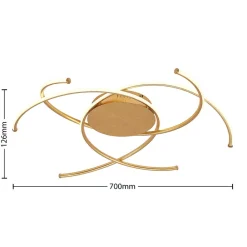 Loftlamper|Loftlamper ^ Lindby LED-loftlampe Yareli, guld, metal, Ø 70 cm