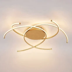 Loftlamper|Loftlamper ^ Lindby LED-loftlampe Yareli, guld, metal, Ø 70 cm