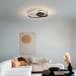 Loftlamper|Pendellamper ^ Lindby LED-loftlampe Youna, sort, aluminium, 39 cm, dæmpbar