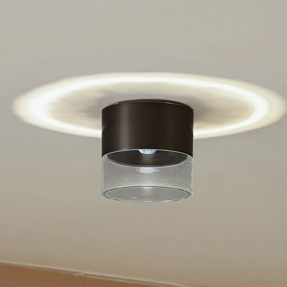 Loftlamper ^ Lindby LED-loftslampe Dalila, sort, Ø 10 cm, aluminium