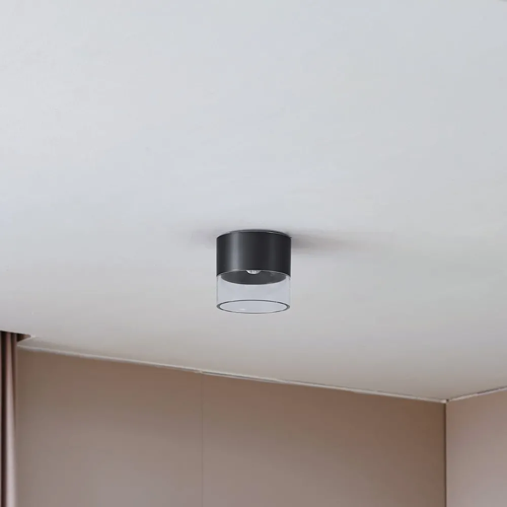 Loftlamper ^ Lindby LED-loftslampe Dalila, sort, Ø 10 cm, aluminium
