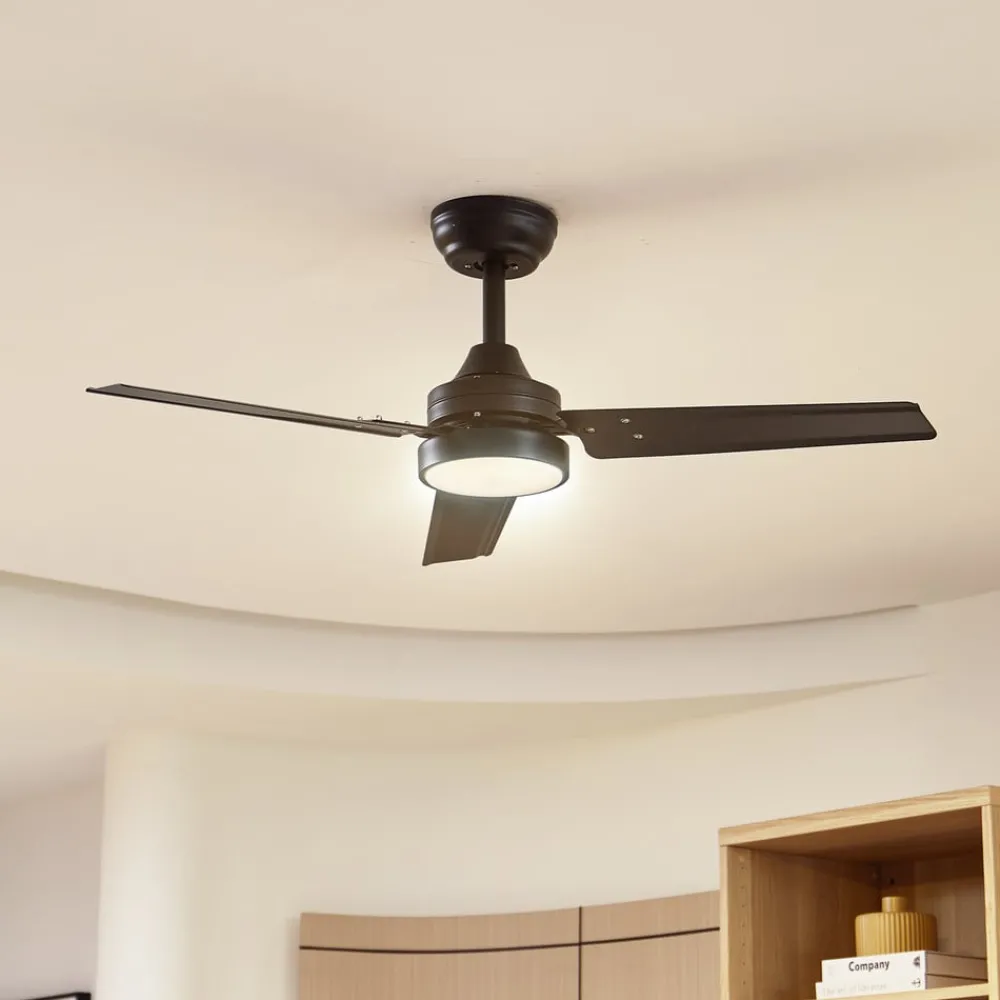 Lindby Loftventilatorer > LED-loftventilator Aerallo, sort, CCT, støjsvag