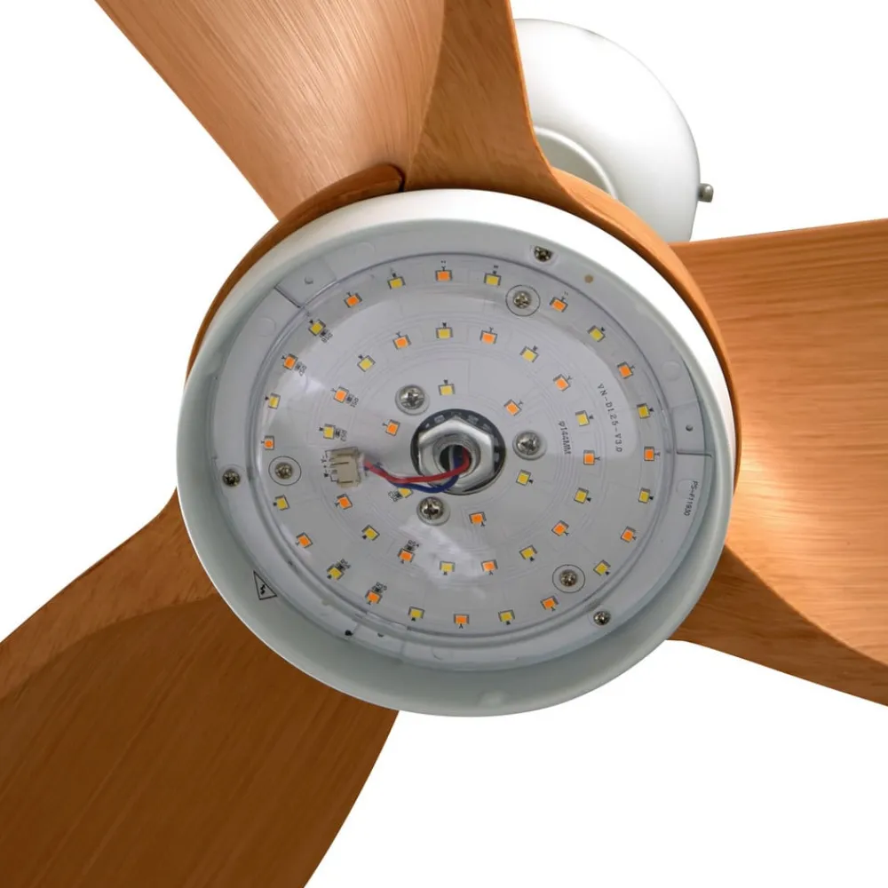 Lindby Loftventilatorer > LED-loftventilator Enon, hvid/træfarvet, DC, støjsvag