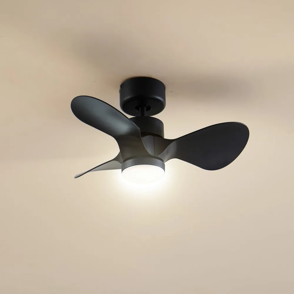 Loftventilatorer ^ Lindby LED-loftventilator Enon, sort, DC-motor, støjsvag