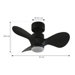 Loftventilatorer ^ Lindby LED-loftventilator Enon, sort, DC-motor, støjsvag