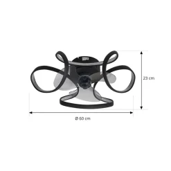 Lindby Loftventilatorer > LED-loftventilator Lomata, sort, støjsvag, Ø 23 cm
