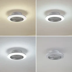 Loftventilatorer ^ Lindby LED-loftventilator Mamuti, sølv, støjsvag, Ø 55 cm