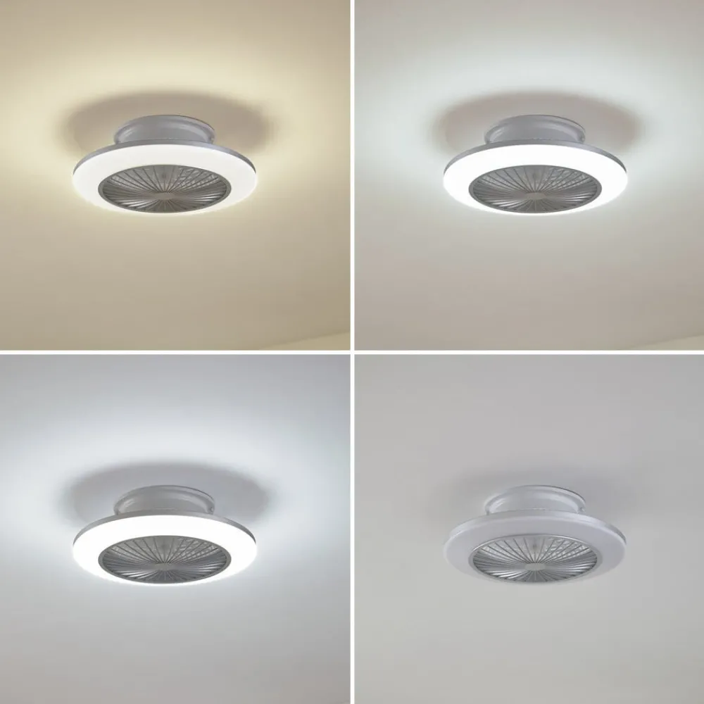 Loftventilatorer ^ Lindby LED-loftventilator Mamuti, sølv, støjsvag, Ø 55 cm