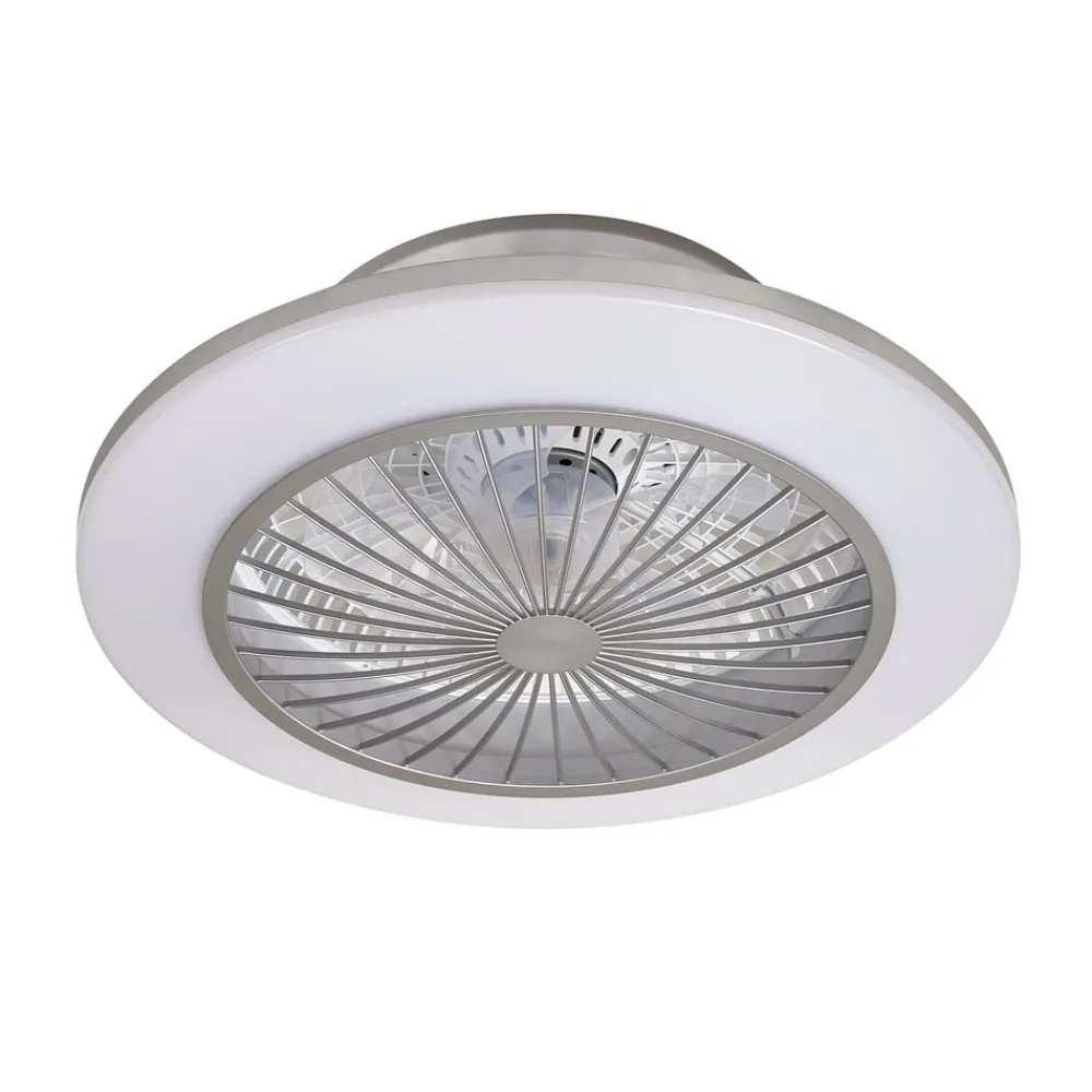 Loftventilatorer ^ Lindby LED-loftventilator Mamuti, sølv, støjsvag, Ø 55 cm