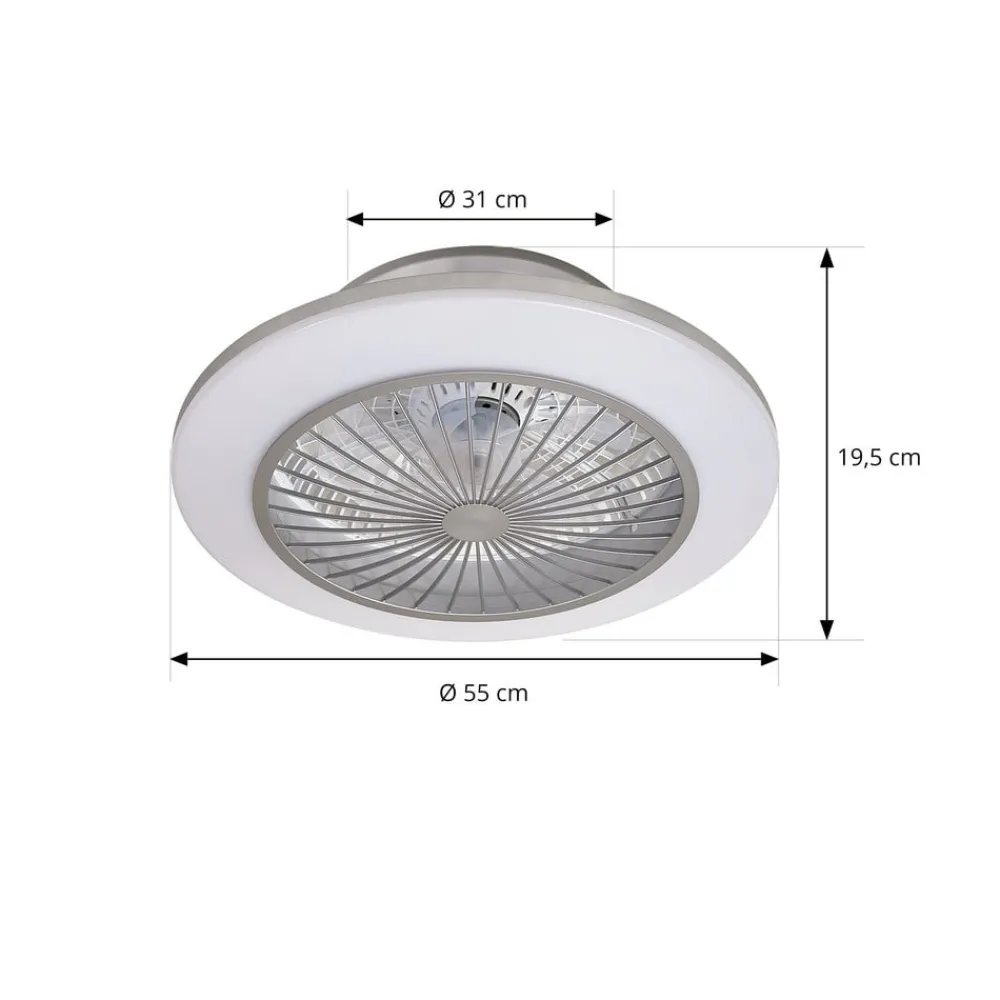 Loftventilatorer ^ Lindby LED-loftventilator Mamuti, sølv, støjsvag, Ø 55 cm