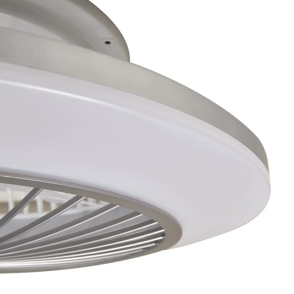 Loftventilatorer ^ Lindby LED-loftventilator Mamuti, sølv, støjsvag, Ø 55 cm