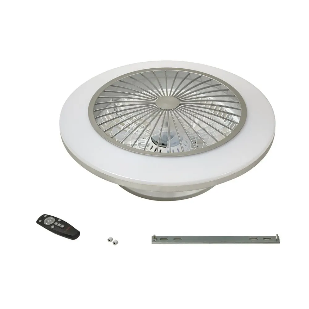 Loftventilatorer ^ Lindby LED-loftventilator Mamuti, sølv, støjsvag, Ø 55 cm