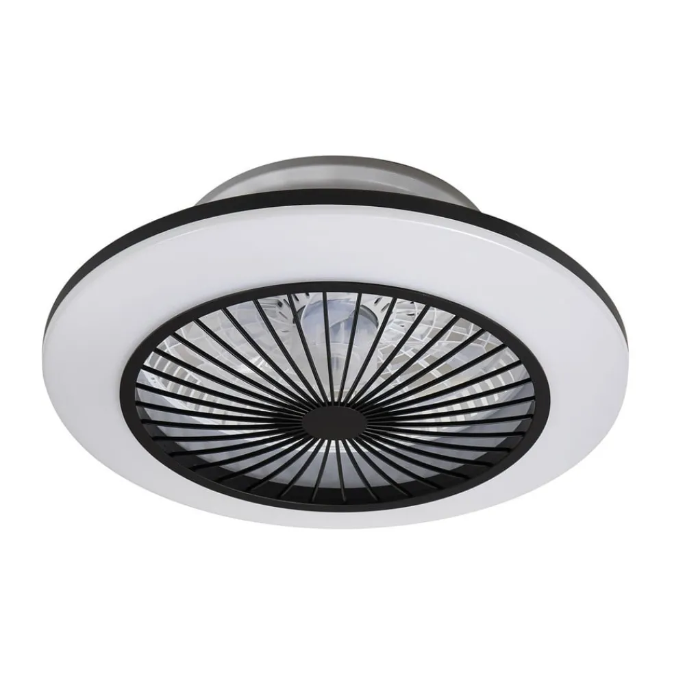 Loftventilatorer ^ Lindby LED-loftventilator Mamuti, sort, støjsvag, Ø 55 cm