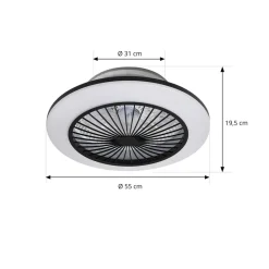 Loftventilatorer ^ Lindby LED-loftventilator Mamuti, sort, støjsvag, Ø 55 cm