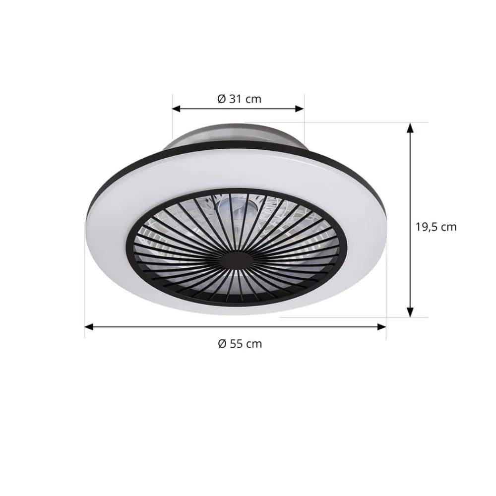 Loftventilatorer ^ Lindby LED-loftventilator Mamuti, sort, støjsvag, Ø 55 cm