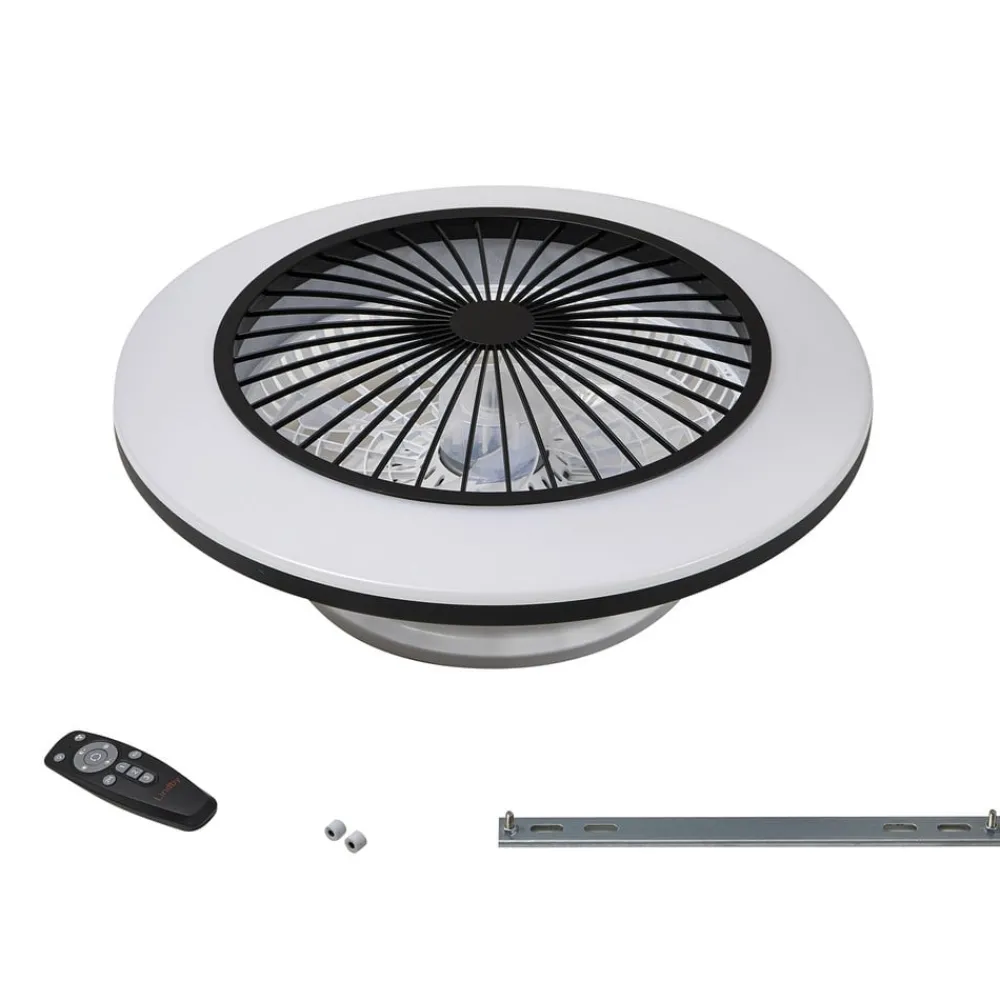 Loftventilatorer ^ Lindby LED-loftventilator Mamuti, sort, støjsvag, Ø 55 cm