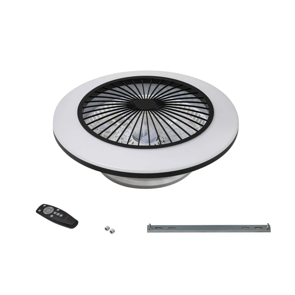 Loftventilatorer ^ Lindby LED-loftventilator Mamuti, sort, støjsvag, Ø 55 cm