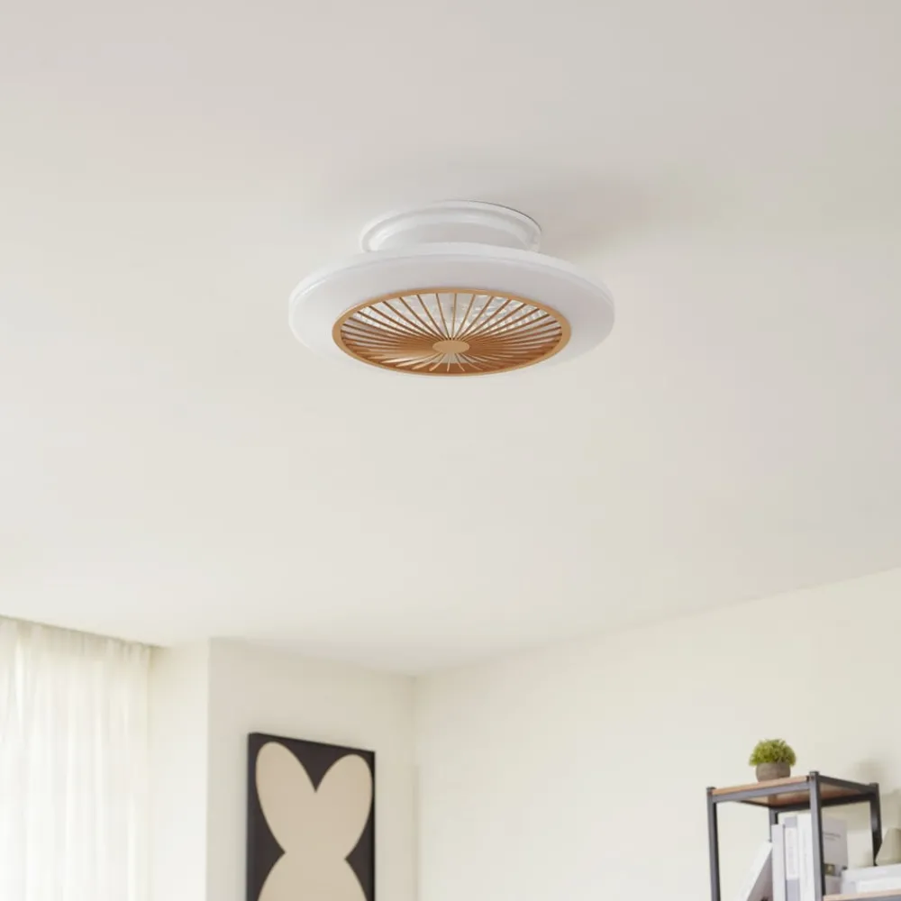 Loftventilatorer ^ Lindby LED-loftventilator Mamuti, træfarvet, støjsvag, 55 cm