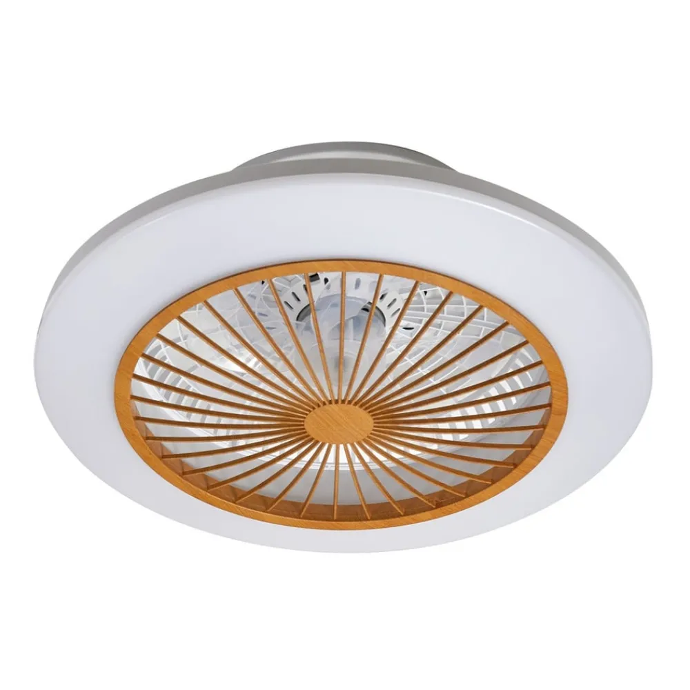 Loftventilatorer ^ Lindby LED-loftventilator Mamuti, træfarvet, støjsvag, 55 cm