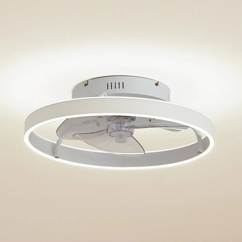 Lindby Loftventilatorer > LED-loftventilator Momitu, hvid, aluminium, Ø 50 cm