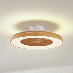 Lindby Loftventilatorer > LED-loftventilator Teleo, Ø 58 cm, træfarvet, CCT