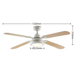 Lindby Loftventilatorer > LED-loftventilator Tedric, hvid, støjsvag, Ø 133 cm